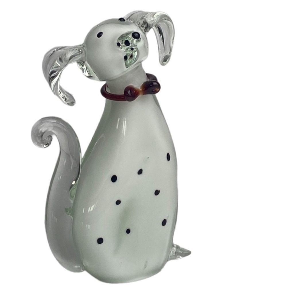 Vintage Handblown Tall 8" Art Glass Dalmatian Dog
